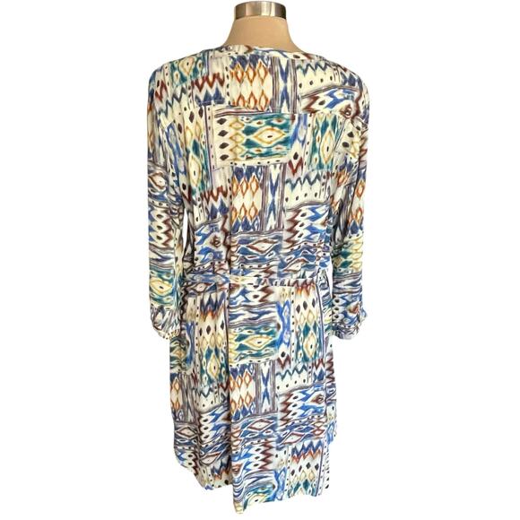 Ariat Pullover Shirt Dress Western Aztec Print Sz XXL Split V-neck Tie Waist - Picture 4 of 10